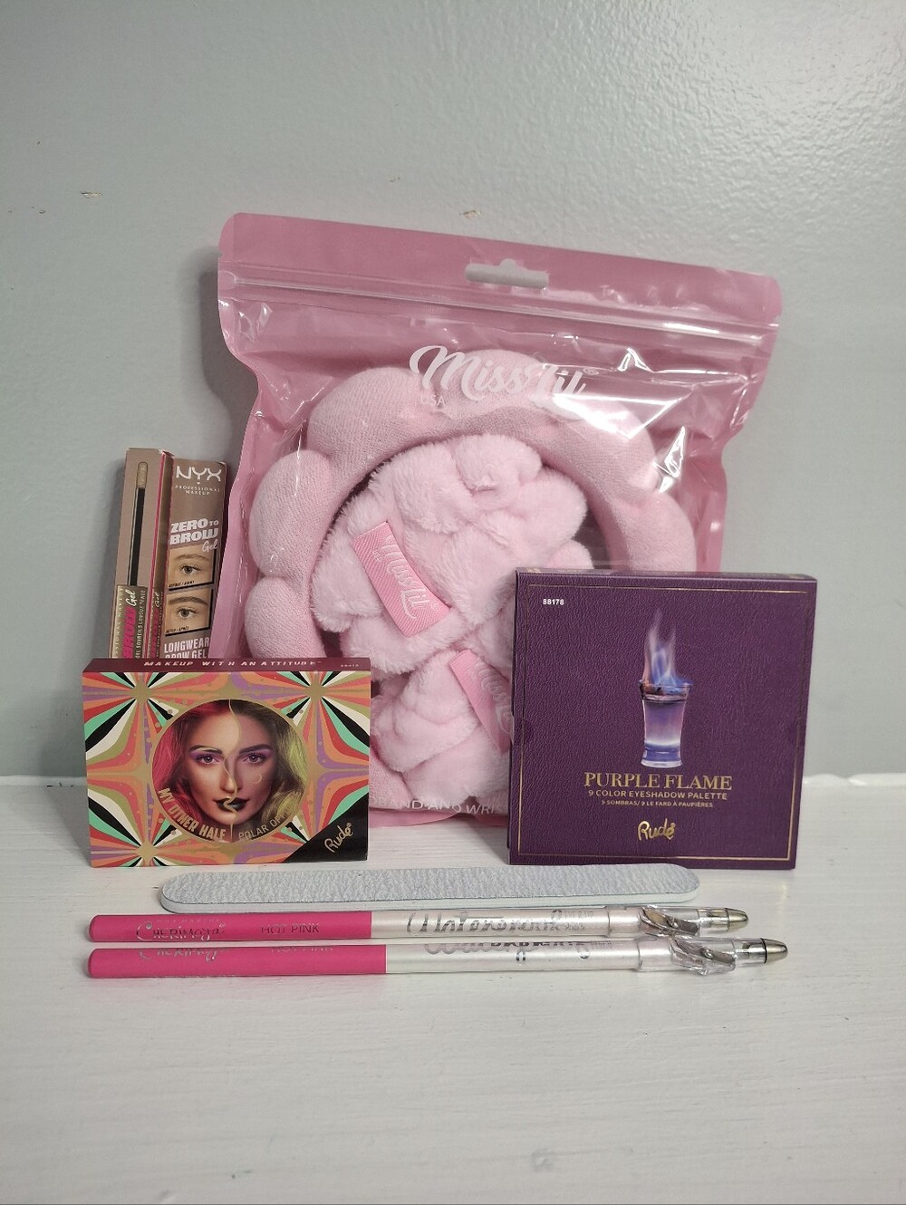 Pink Beauty Bundle NYX Brow Gel Lip Liners Rude Makeup Set NIB